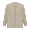 thumbnail image 2 of CHGBMOK Women's Solid Knitted Loose Cardigan Sweater 3/4 Sleeve Open Front Cropped Tops, 2 of 5