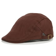 NAMZI Men's Cotton Flat Cap Ivy Gatsby Newsboy Hunting Hat, Men's Beret (Brown)