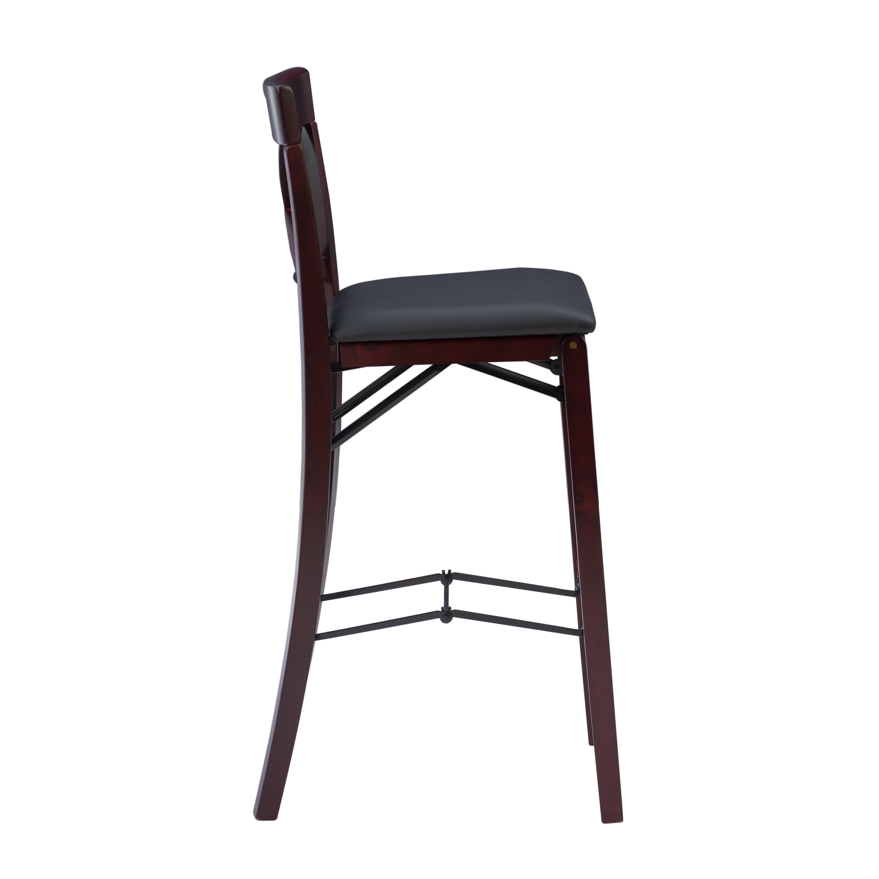 Linon Torino 30" Cross-Back Indoor Folding Wood Bar Stool, Espresso/Dark Brown