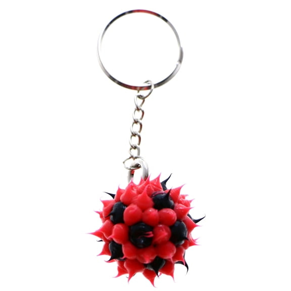 Squishy Spike Ball Split-Ring-Keychain Red/Black
