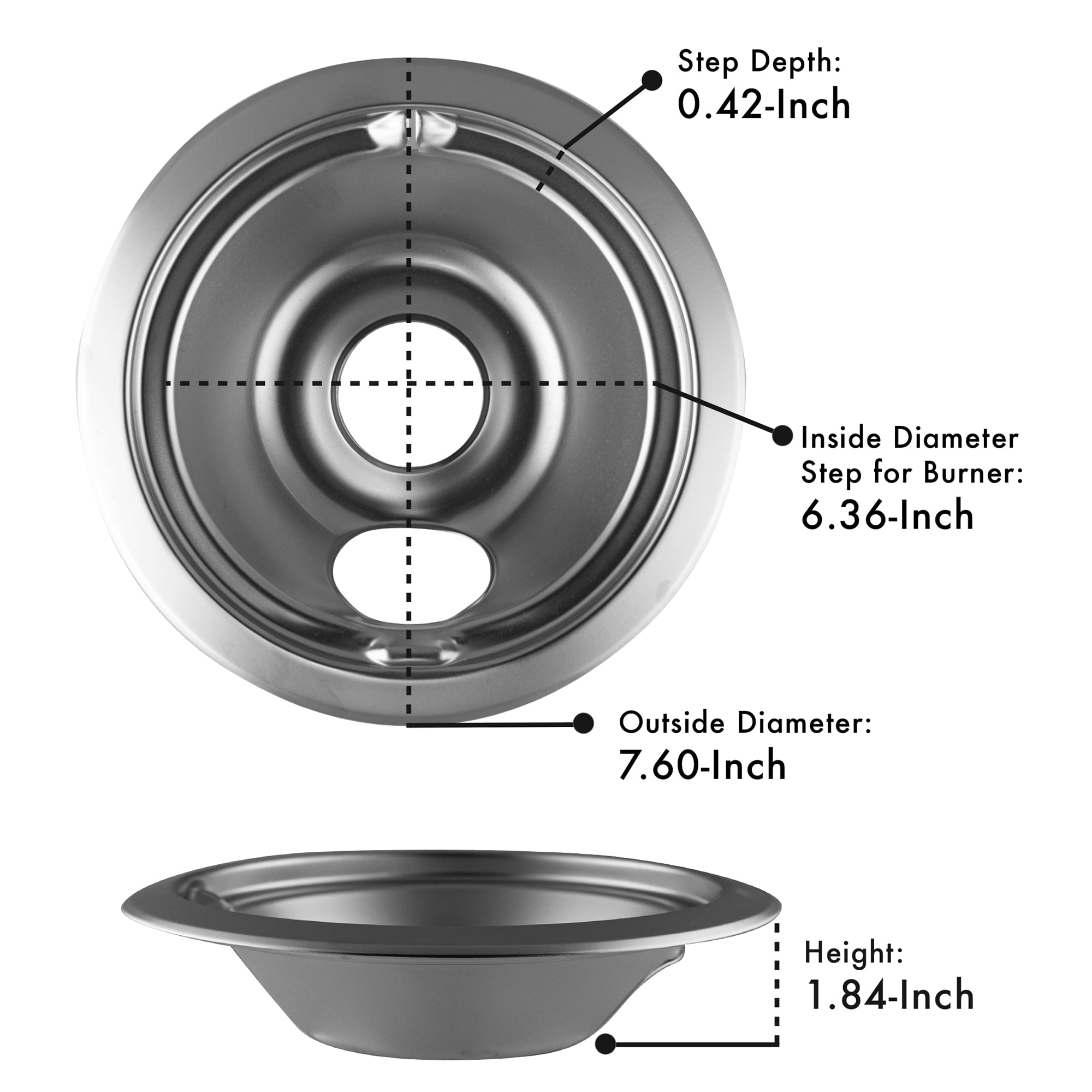 Range Kleen 119204XN Style B, Chrome 4 Piece Drip Bowl, 2 Large and 2 Small