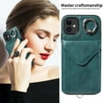 thumbnail image 4 of Allytech iPhone 11 Case with Ring Holder & Shoulder Strap, Retro PU Leather Cards Slots Kickstand Detachable Lanyard Shockproof Wallet Case Cover for Apple iPhone 11 - Green, 4 of 14