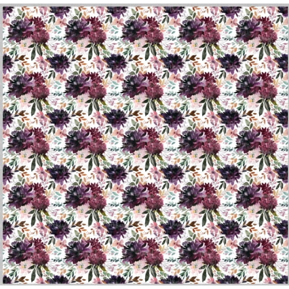 Printed Adhesive Vinyl Plum Colored Flowers (Removable Adhesive)