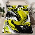 thumbnail image 2 of Feelyou Yellow Oil Printing Queen Sheet Sets, Modern Fashion Artwork Flat Sheet, Teen Kid Adult Queen Fitted Sheet, Breathable Home Decor, 4pcs, 2 of 7