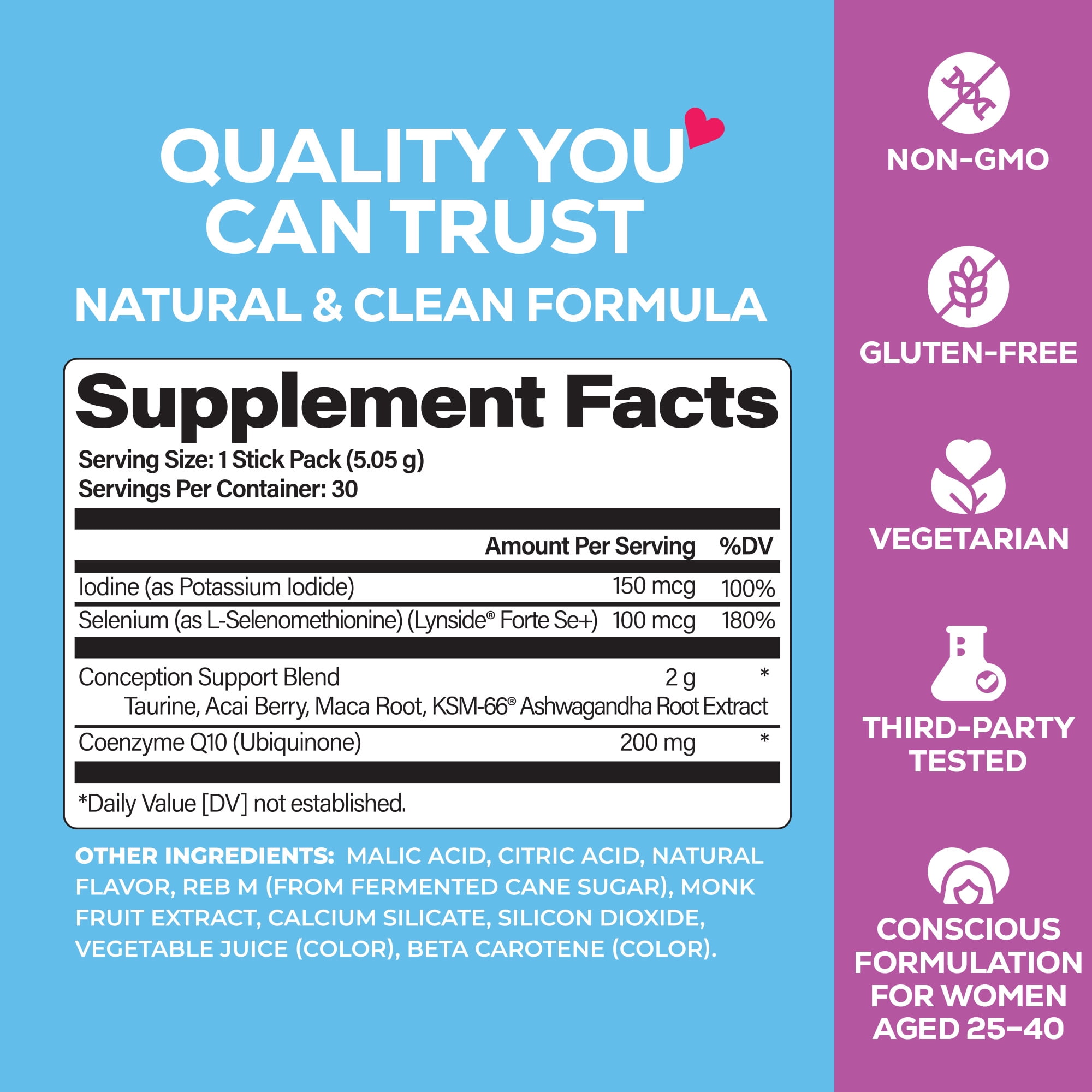 Molo Conception Supplement Drink Mix, Supports Fertility & Egg Quality Support, Sweet Orange, 30 pack