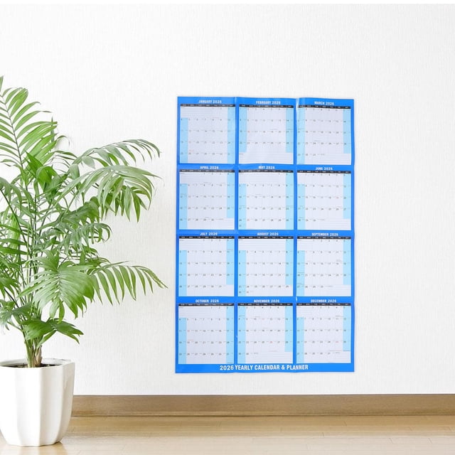 NIAIZEK 2026 Academic Wall Calendar Dry Erase Planner Blue for Office Use 1 Set