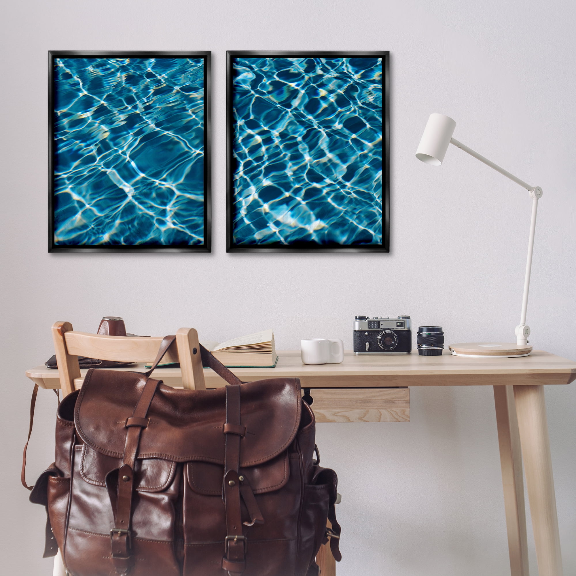 Stupell Industries Inviting Clear Pool Water Nautical & Beach Painting Black Floater Framed Canvas Art Print Wall Art, 31 x 25, Set of 2