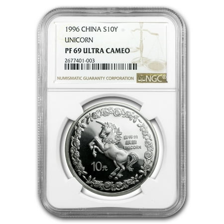 1996 China 1 oz Silver 10 Yuan Unicorn PF-69 NGC