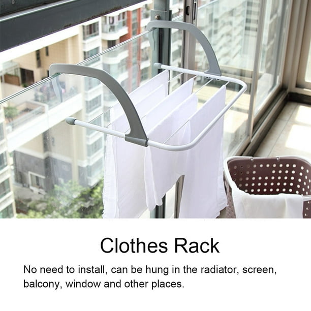 Herwey Household Outdoor Balcony Clothes Drying Rack Portable Retractable  Foldable Clothes Hanger 