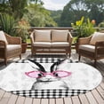 thumbnail image 4 of Round Area Rug 7 Ft, Easter Washable Non-Slip Circle Carpet for Living Room/Bedroom, Farmhouse Retro Carrots Rabbit Black Plaid Low-Profile Large Runner Mat Collection Rugs for Indoor, 4 of 8