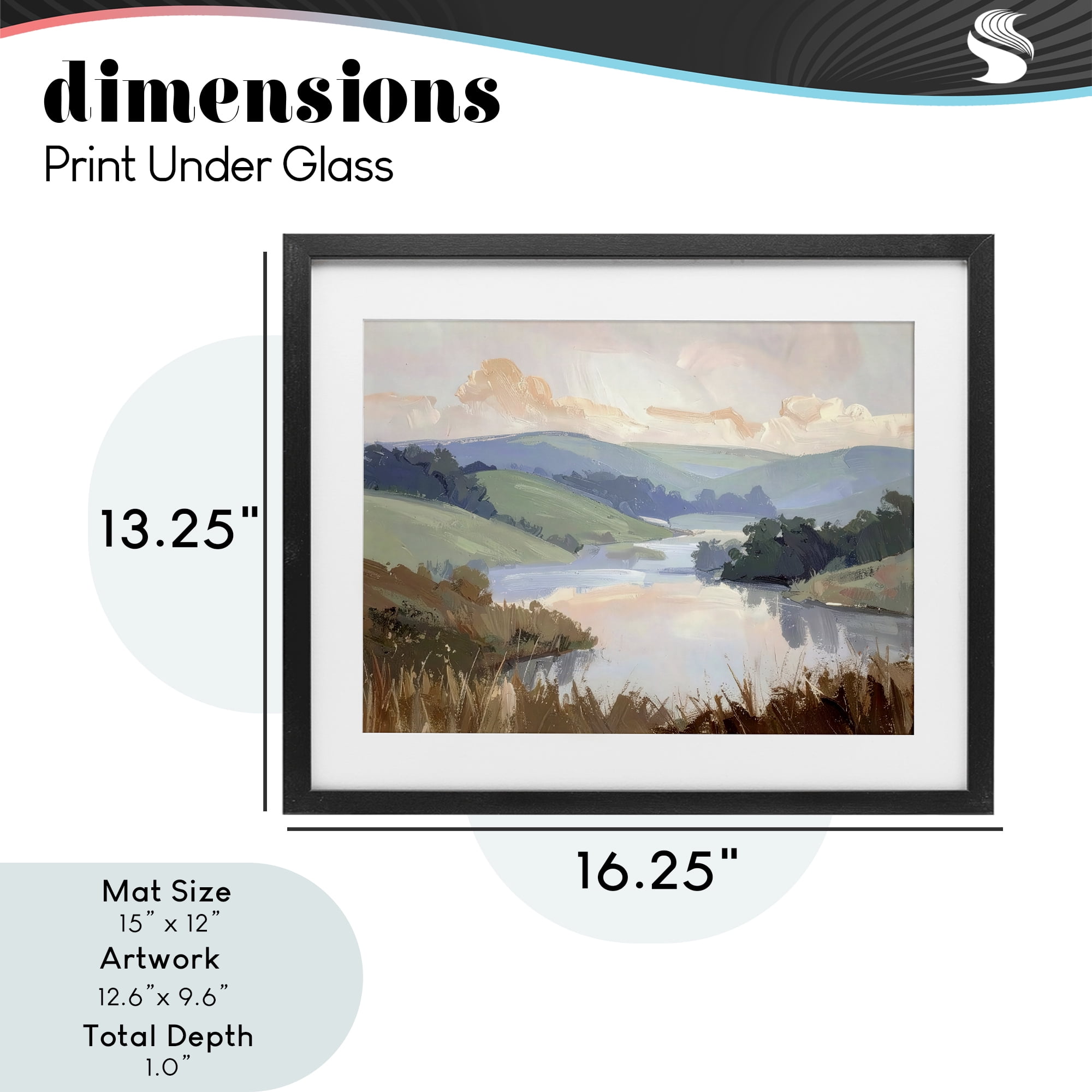 Stupell Industries Muted Distant Mountains Black Framed Print Under Glass, design by Alonza Saunders