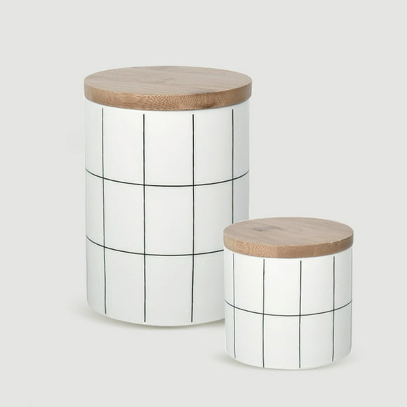 OUNONA Ceramic Salt Container White Round Decorative Food Storage for Dining Room 1Set