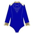 thumbnail image 6 of YONGHS Men's Long Sleeve Shiny Rhinestones Romper Shirt Ballroom Modern Latin Dance Bodysuit Leotard Blue XL, 6 of 7