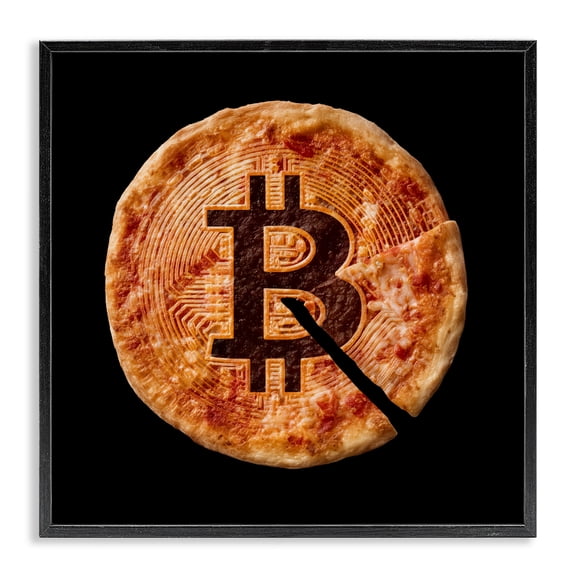 Stupell Industries Modern Crypto Pizza Slice Black Framed Giclee Art, 12 x 12, by Svetlana Aleynikova