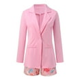 thumbnail image 2 of Womens 3 Piece Outfit Suit Casual Solid Open Front Blazer and Floral Printed Shorts with Belted Suits Set Notch Lapel Ladies Elegant Business Office Suit Sets Work Blazer Pants, 2 of 4