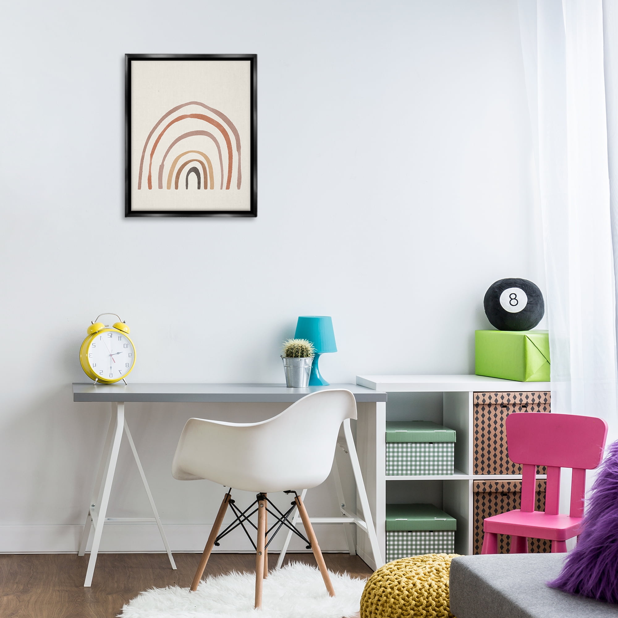 Stupell Industries Quirky Neutral Rainbow Abstract Painting Black Floater Framed Canvas Art Print Wall Art, 17 x 21