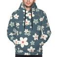 thumbnail image 4 of Bingfone Blue Flower Men'S Drawstring Hoodie Long Sleeve Pocket Sweatshirts-X-Large, 4 of 9