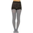 thumbnail image 2 of ToBeInStyle Women's Harlequin Checkered Diamond Pattern Opaque Tights - Black/White, 2 of 7