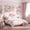 Pink Ivory, variant on Boucle Upholstered Twin Bed, Round Headboard with Arch Design in Soft Pink, Built-in Wood Slat Support System, No Box Spring Needed, Easy Assembly