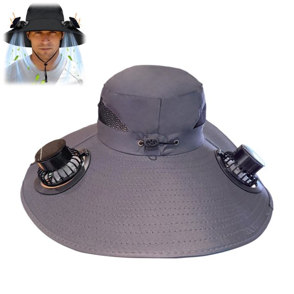 Hat with Fans Solar Power, Wide Brim Sun Hat, Fishing Essentials for Hiking Beach Summer Safari