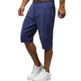 thumbnail image 2 of HXWCHs Men's Linen Beach Pants Elastic Waist Golf Wear Navy M, 2 of 9