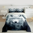 thumbnail image 2 of Homewish Jungle White Wolf Queen Comforter Set for Kids, Rustic Pine Tree Botanical Bedding Sets, Woodland Animal Reversible Bedding Comforter Set, Super Cozy Room Decor, 3 Pieces, 2 of 8