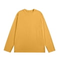 thumbnail image 5 of Mens Long Sleeve Shirts Men's Solid Color Round Neck Long Sleeved Casual Sports Fashion Fitness Clothes Yellow L, 5 of 6