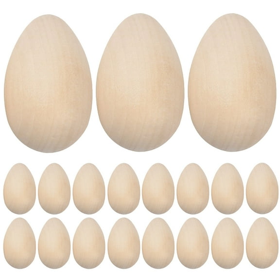 20 Pcs Wooden Imitation Eggs Decors Creative Easter Toy Accessories Figures Child
