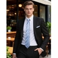 thumbnail image 2 of Barry.Wang Light Blue Silk Ties for Men Sets Woven Striped Formal Necktie Pocket Square Cufflinks Wedding Party 4PCS, 2 of 5