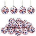 thumbnail image 2 of 12 piezas de adornos colgantes de bolas para el Día de la Independencia, bolas envueltas en tela patriótica para árbol de Navidad de fiesta B, 2 of 5
