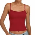 thumbnail image 4 of ClodeEU Women's Spaghetti Strap Tank Top with Built in Pads ,Casual Summer Slim Tanks Red,Womens Plus M, 4 of 6