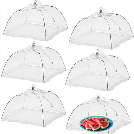 

6 Pack Mesh Food Nets Fruit Cover Net 17 Inch Large and Strong Collapsible Mesh Cake Covers Net Mesh Food Covers Umbrella for Keeping Out Flies Bugs Mosquitos Food Cover Net