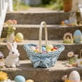 thumbnail image 4 of Mini Woven Flower Basket with Handle, Blue Plastic Boat-Shaped Planter for Artificial Flowers, Desktop Organizer & Party Decor, 7x6.7 Inch, 4 of 6