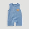 thumbnail image 2 of Ulanda Baby Sleeveless Short Outfits Cute Breathable Clothes Crewneck Home Romper Button Down Summer One Piece Clothes (Blue, 12-18 Months), 2 of 5