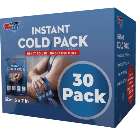 : Instant Ice Cold Packs - 30 Individual Packs (7”x5”) Cold Therapy Ice Packs for Pain Relief, Inflammation, Swelling, Sprains, Sprained Muscles, Toothache - Sport Temp