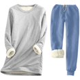 thumbnail image 2 of Oksale Lined Fleece Sweatsuit Set Women Plus Size 2 PC Sherpa Sweatshirts Warm Soft Cozy Drawstring Sweatpants Winter Fall Outfits Blue XXXL, 2 of 8