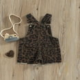 thumbnail image 3 of Toddler Girls Summer Sling Jumpsuit Sleeveless Solid Color/Leopard Print Suspender Shorts, 3 of 7
