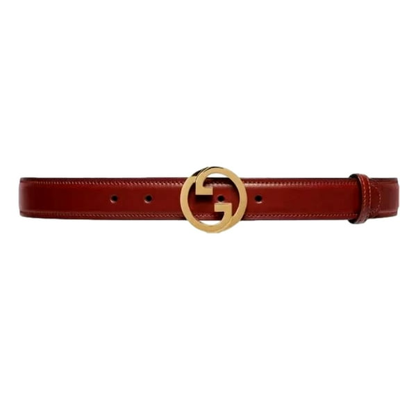 Gucci Blondie Leather Burgundy Gold Buckle Belt 105