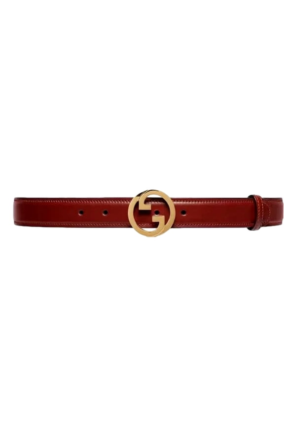 Blondie Leather Burgundy Gold Buckle Belt 105