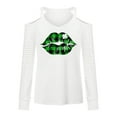 thumbnail image 3 of DDAPJ pyju Cold Shoulder Tops for Women St. Patrick's Day Shamrock Graphic Tees Dressy Casual V Neck Blouse White L, 3 of 4