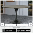 thumbnail image 5 of LeisureMod Verve Mid-Century Modern Dining Table with a 48" Round MDF Tabletop and Black Steel Pedestal Base for Kitchen and Dining Room, Dark Maple, 5 of 11