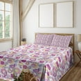 thumbnail image 2 of Ambesonne East Fitted & Top Sheet Set with Shams, Watercolor Peonies Art, Magenta Purple Yellow, 2 of 7