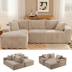 Aukfa 95" Cloud Sectional Sofa, L-Shaped with Chaise & Storage