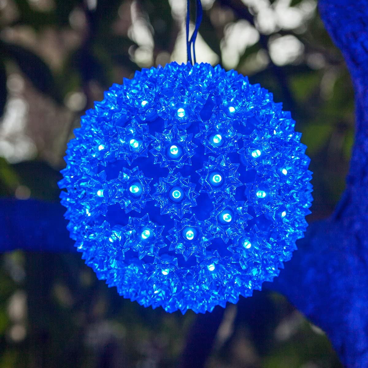 Wintergreen Lighting LED Starlight Sphere, LED Light Ball Sphere Light, Christmas Light Ball, Christmas Decoration (70 Lights, 6", Blue)