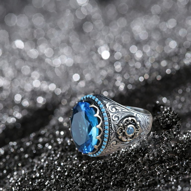 Large gemstone rings sterling silver best sale