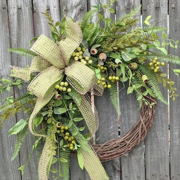 Simulation Plant Garland Pastoral Style Wreath Front Door Hanging Ornaments Wall Decoration Artificial Flowers Nordic Olive Branch Rattan Home Décor, Green