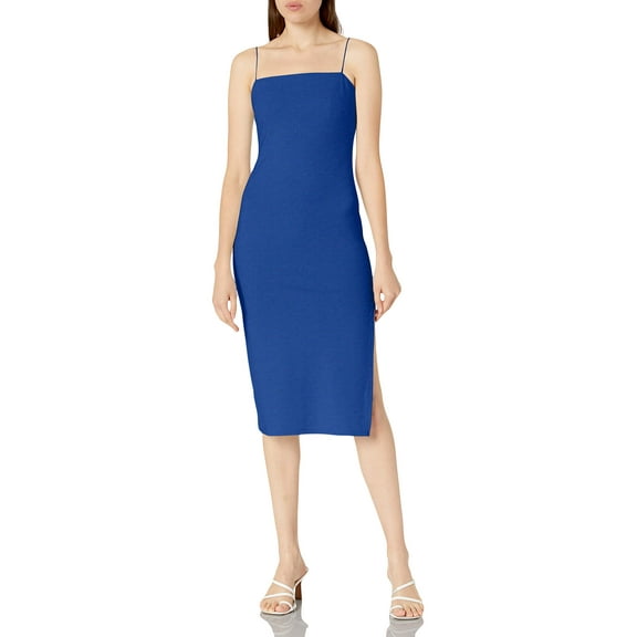 4SI3NNA Women's Soren Square Neck Sleeveless Bodycon Midi Dress, Surf The Web, XS