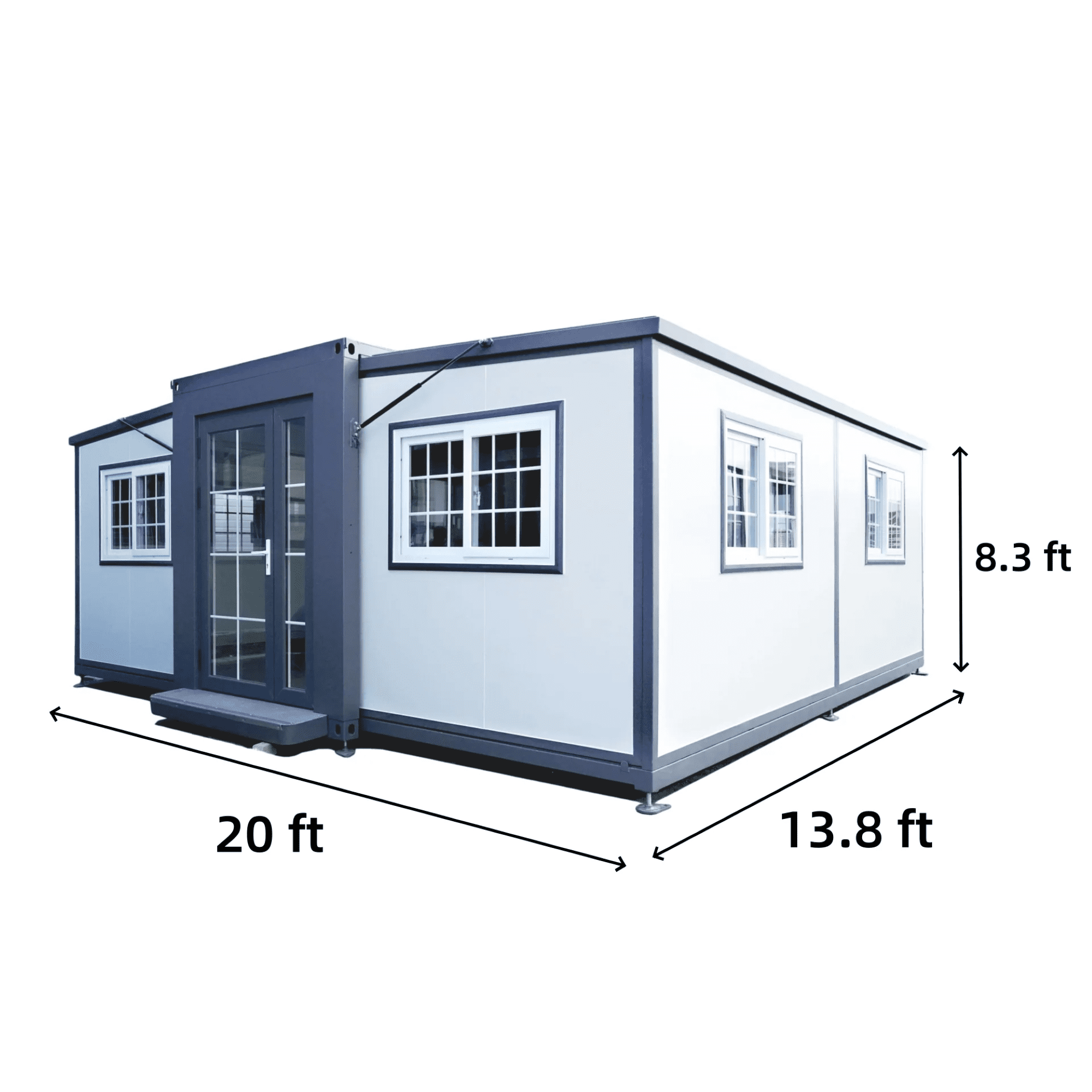 DuraYu 13x20ft Expandable Prefab Tiny House, Portable Modular Home Kit with Bedroom & Bathroom, Foldable ADU Backyard Office Cabin