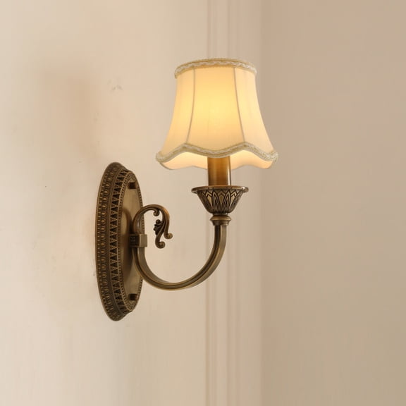Full Copper Vintage American Wall Lamp, French Mid-Century Style LED Bedroom Bedside & Living Room, TV Wall & Hallway Lighting, 110V Wall Switch