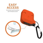 UAG Compatible with AirPods (1st Gen & 2nd Gen), Full-Body Protective Rugged Water Resistant Soft-Touch Silicone Case with Detachable Carabiner, Orange/Dark Grey
